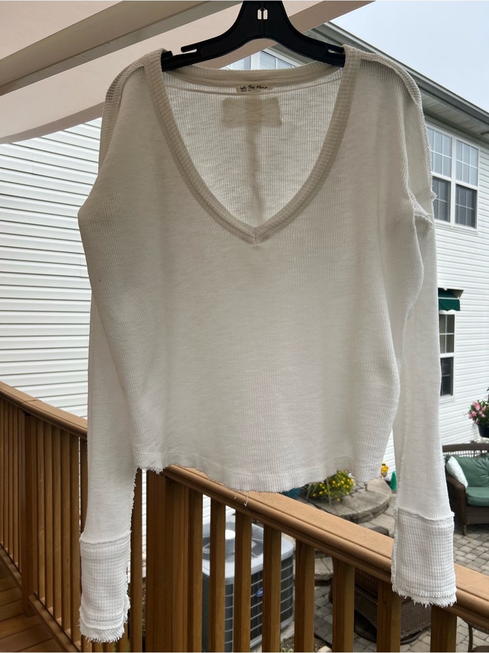 We The Free White V-Neck Lightweight Sweater